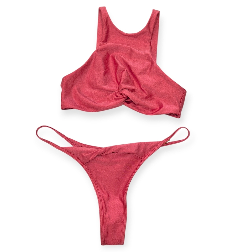 NWT Riot Swim Flamingo Color Tinsley Top With Medium zuri Bottom Two Piece Set